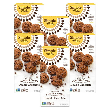 Simple Mills Almond Flour Crunchy Cookies  Double Chocolate Chip - Gluten Free  Vegan  Healthy Snacks  Made with Organic Coconut Oil  5.5 Ounce (Pack 