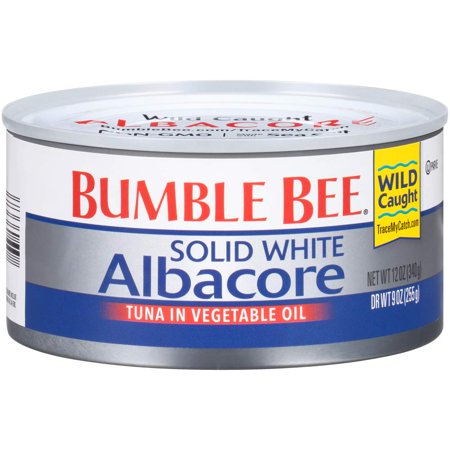 Bumble Bee Solid White Albacore Tuna in Oil  12 Oz Can (Pack of 12) - Wild Caught Tuna - 21g Protein per Serving - Non-GMO Project Verified  Gluten Fr