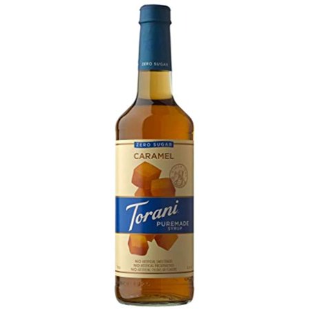 Torani Puremade Syrup  Zero Sugar Caramel Flavor  Glass Bottle  Natural Flavors  25.4 Fl. Oz.  750 Ml