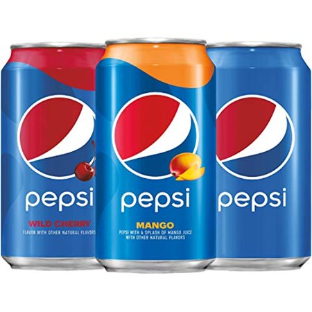 Pepsi Flavors Variety Pack  Wild Cherry  Mango  Original  12 Fl Oz. Cans  (18 Pack)