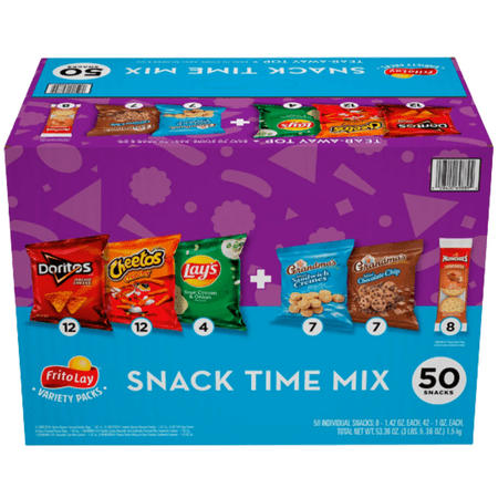 Frito Lay Variety Packs Doritos Nacho Cheese Cheetos Crunchy Sour Cream Onion Grandmas Mini Sandwich Cremes Chocolate Chip Munchies Peanut Butter Crac