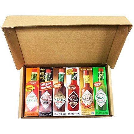 Tabasco Hot Sauce  6 Flavor Variety Gift Pack Bundle  Full Size 5 Oz. Bottles in Custom Gift Box  Original  Buffalo  Jalapeno  Chipotle  East Asian Sw
