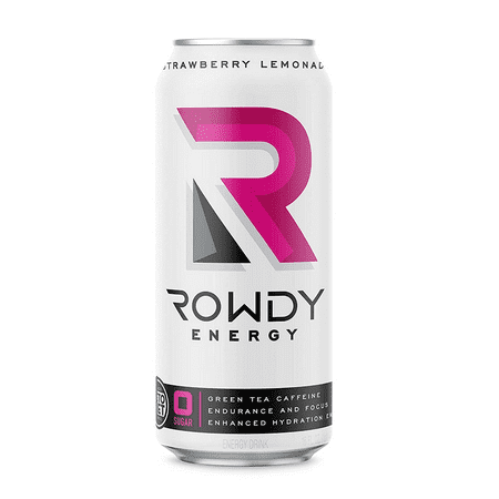 Rowdy Energy Strawberry Lemonade Energy Drink Zero Sugar  16 Fl Oz [Pack of 12]