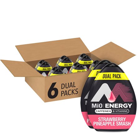MiOGeang Energy Strawberry Pineapple Smash Naturally Flavored Liquid Water Enhancer 12 Count 1.62 Fl Oz