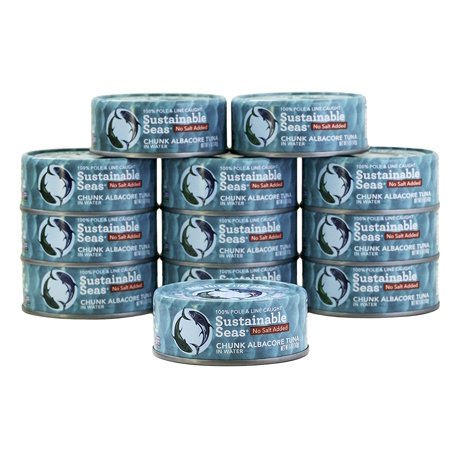 Sustainable Seas  Chunk Albacore Tuna in Water  No Salt Added  5 Ounce  3rd Party Mercury Tested  100% Sustainably Caught (Pack of 12)