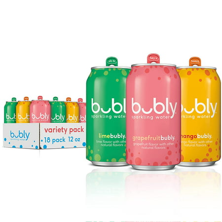 Bubly Sparkling Water  Tropical Thrill Variety Pack  12 Fl Oz Cans (18 Pack)