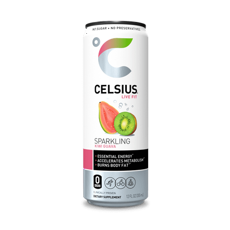 CELSIUS Essential Energy Drink 12 Fl Oz  Sparkling Kiwi Guava (Single Can) Pack of 12