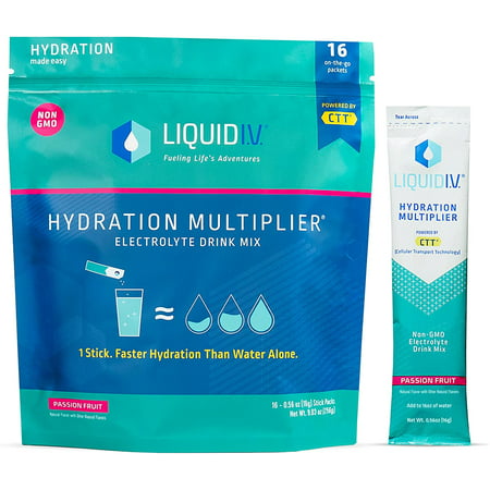 Liquid I.V. Hydration Multiplier - Passion Fruit - Hydration Powder Packets | Electrolyte Drink Mix | Easy Open Single-Serving Stick | Non-GMO | 16 St