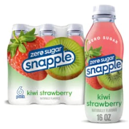 Snapple Zero Sugar Strawberry Kiwi Juice Drink  16 Fl Oz Recycled Plastic Bottles  6 Pack