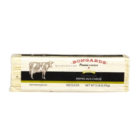 (4 Pack) Bongards Pasteurized Blended Pepper Jack Cheese Slices  5 Lb.