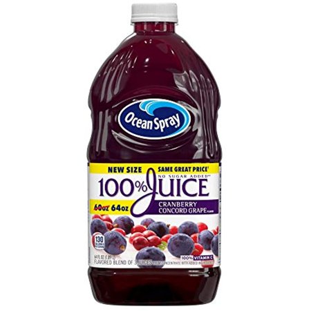 Ocean Spray 100% Juice  Cranberry Concord Grape  60 Ounce Bottle