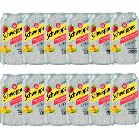 Schweppes Seltzer Strawberry Mango Sparkling Water Cans 12 Fl. Oz  12 Pack