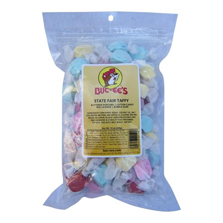 Buc-ee S State Fair Flavored Taffy in a Resealable Bag - Bubble Gum  Buttered Popcorn  Cotton Candy  Red Licorice - 12 Ounces