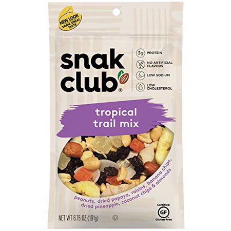 Snak Club Tropical Trail Mix  Gluten Free  Non-GMO  6.75-Ounces  6-Pack
