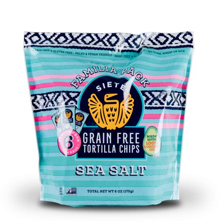 SieteOurnal Tortilla Chips | Grain Free | Gluten Free Chips | Paleo & Vegan Snacks | Non GMO | Sea Salt  1 Ounce Bags (3 Familia Pack  18 Bags)