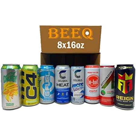 Beeq Premium Energy Drinks Assortment | Top Energy Boosters | Eight Brands per Pack Energy to Live Fit  Pack of 8
