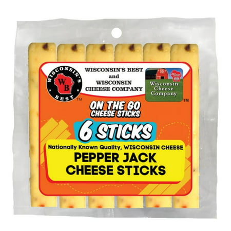 Wisconsin S Best Six Sticks Pepper Jack Cheese Stick Pack  6 Oz  4 Ct  Shelf Stable