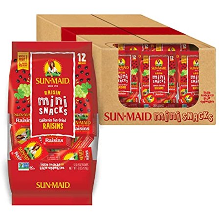 Sun-Maid California Raisins | 1/2 Ounce Box | 12 Count (Pack of 12) | Whole Natural Dried Fruit | No Artificial Flavors | Non-Gmo | Vegan and Vegetari