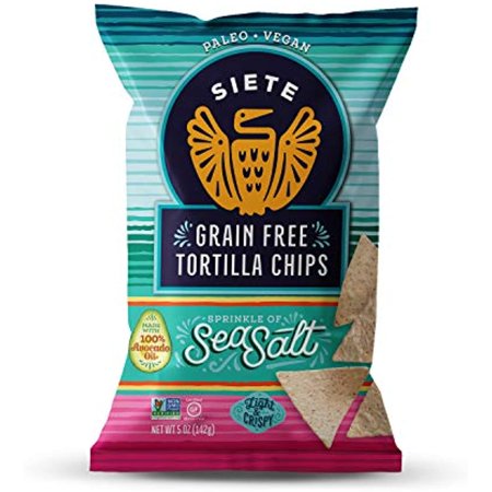 Siete Grain Free Tortilla Chips | Gluten Free Chips | Paleo & Vegan Snacks | Non Gmo | Sea Salt  5 Ounce (Pack of 12)