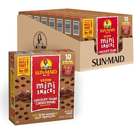 Sun-Maid Chocolate Yogurt Covered Raisins Snack | .5 Ounce Bags | Pack of 8 Boxes with 10 Bags Each | Whole Dried Fruit | No Artificial Flavors | Non-
