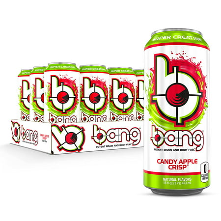 BangVaki Candy Apple Crisp Energy Drink  0 Calories  Sugar Free with Super Creatine  16 Fl Oz (Pack of 12)