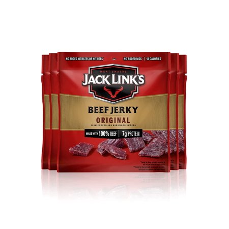 Jack Link S Beef Jerky  Original - Flavorful Meat Snack for Lunches  Ready to Eat - 7g of Protein  Made with Premium Beef - 0.625 Oz Bags (Pack of 5)