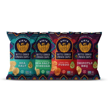 Siete Grain Free Kettle Cooked Potato Chips  Gluten-Free  Paleo  Vegan  Non-GMO  Variety Pack  5.5 Oz Bags  (Pack of 8)