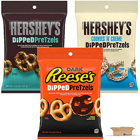 Dipped Pretzel Variety Pack Curated by Tribeca Curations | 3 Unique Flavors | Cookies N Cream  Chocolate and Dark Peanut Butter Cup