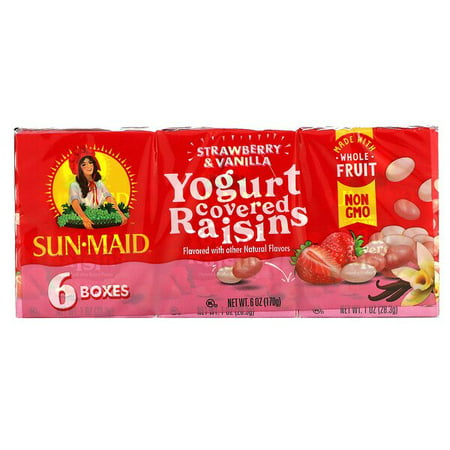 Sun-Maid  Yogurt Covered Raisins  Strawberry & Vanilla  6 Boxes  1 Oz Pack of 2