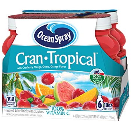 Ocean Spray 100% Juice Cran Tropical  10 Ounce Bottles (4 X Pack of 6)