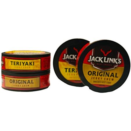 Generic Jack Links Original and Teriyaki Jerky Chew Bundle | Original Beef Jerky Chew | Teriyaki Beef Jerky Chew | .32Oz Cans | 2 Cans Each Flavor | 4