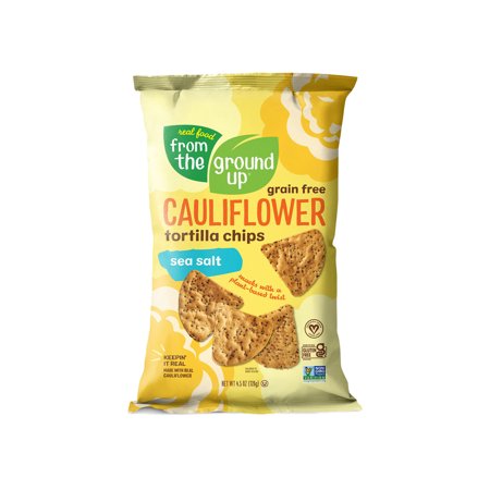 From the Ground up Sea Salt Cauliflower Tortilla Chips  4-Pack 4.5 Oz. Bags