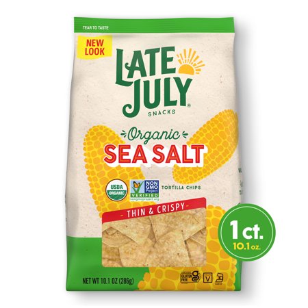 Late July Snacks  Thin and Crispy Organic Tortilla Chips  Sea Salt  10.1-oz. Bag Pack of 9