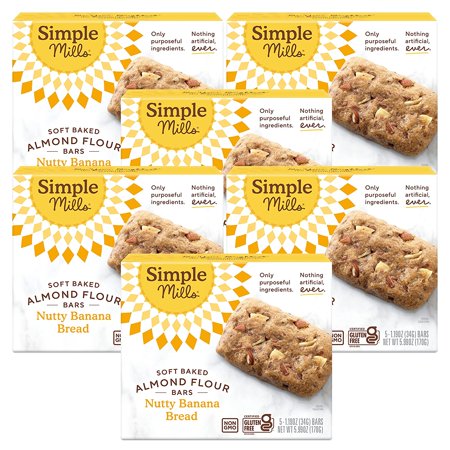 Simple Mills Almond Flour Snack Bars  Nutty Banana Bread - Gluten Free  Made with Organic Coconut Oil  Breakfast Bars  Healthy Snacks  Paleo Friendly 