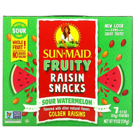 Sun-Maid  Fruity Raisin Snacks  Sour Watermelon  7 Pouches  0.7 Oz (20 G) Each Pack of 2