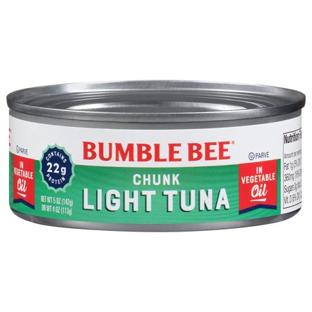 Bumble Bee Chunk Light Tuna in Oil  5 Oz Cans (Pack of 48) - Wild Caught Tuna - 22g Protein per Serving - Non-GMO Project Verified  Gluten Free  Koshe