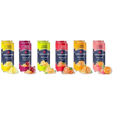 San Pellegrino Sparkling Fruit Beverages Variety Sampler Pack - 11.15 Fl Oz Cans (12 Pack) - in Sanisco Box