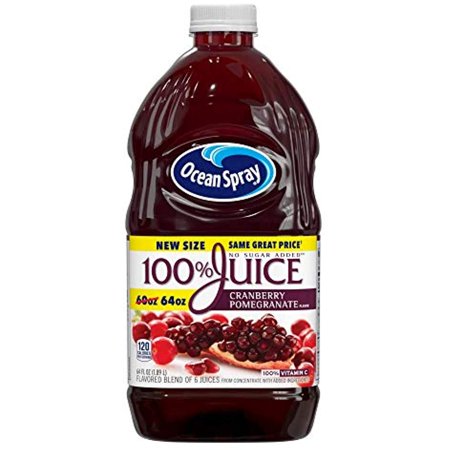 Ocean Spray 100% Juice  Cranberry Pomegranate  64 Ounce Bottle