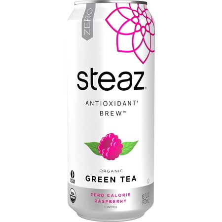 Steaz Green Tea Soda Zero Calorie Iced Green Tea Raspberry -- 16 Fl Oz Pack of 3