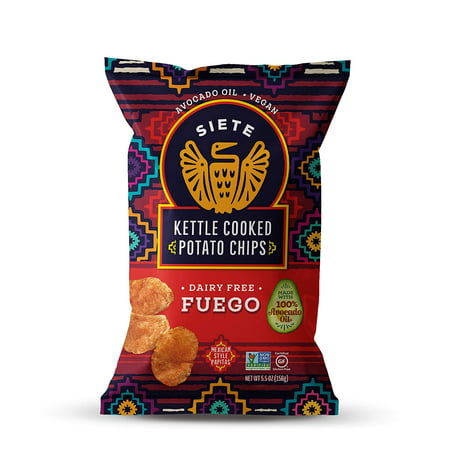 Siete Grain Free Kettle Cooked Potato Chips  Gluten Free  Paleo  Vegan  Non-GMO  Fuego  5.5 Oz. (Pack of 6)