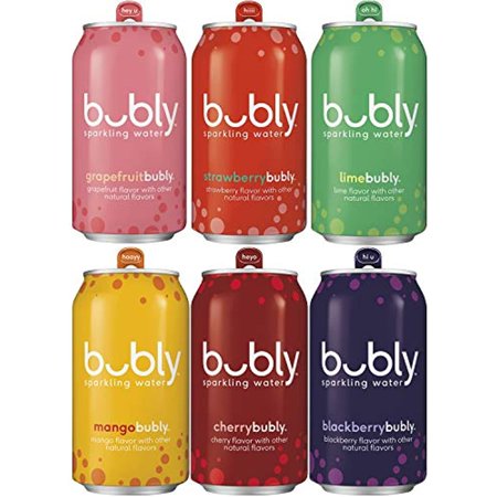 Bubly Sparkling Water  6 Flavor Variety Pack  12 Fl Oz Cans (18 Pack)  Zero Calories & Zero Sugar