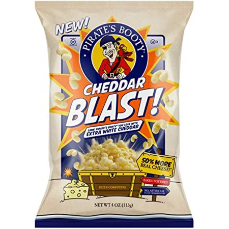 Pirates Booty Aged White Cheddar Blast Cheese Puffs  4Oz Individual Snack Size Bag  Gluten Free  Healthy Kids Snacks