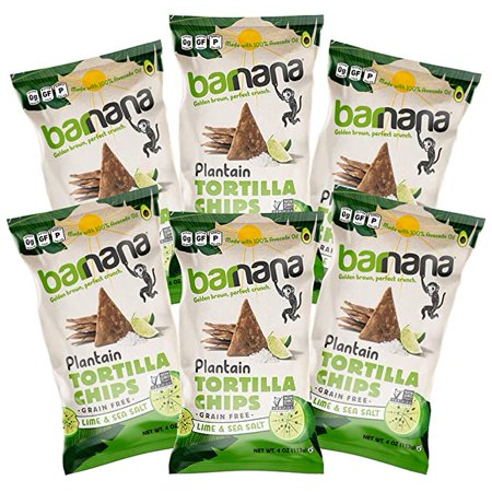 Barnana Grain-Free Plantain Tortilla Chips  Lime & Sea Salt  6 Count