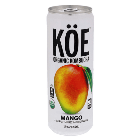 Koe Organic Mango Kombucha Naturally Flavored Sparkling Beverage  12 Fl Oz [Pack of 12]