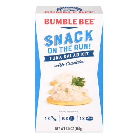 Bumble Bee Snack on the Run Tuna Salad with Crackers Kit  3.5 Oz (Pack of 12) - Ready to Eat  Spoon Included - Wild Caught Tuna - Shelf Stable & Conve