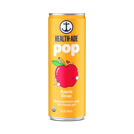 Health-Ade Pop Soda  Prebiotic Soda  Supports Gut Health  Fiber Rich  Seltzer Water with Real Fruit Juice  Low Natural Sugar 8 Pack (12 Fl Oz Cans)  A