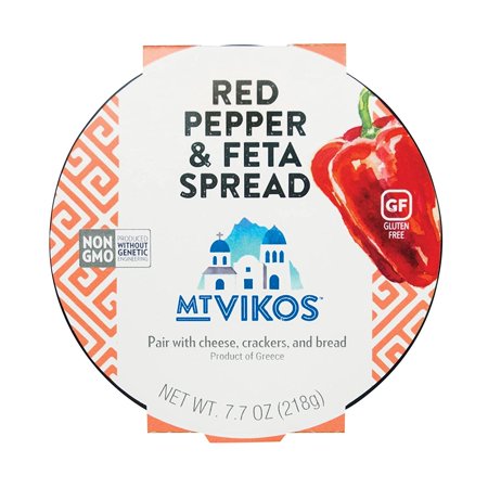 Mt Vikos Roasted Red Pepper and Feta Spread  7.7 Ounce - Pack of 6