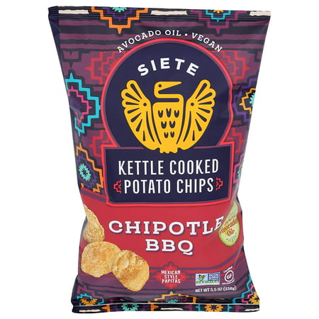 Siete Kettle Cooked Potato Chips Chipotle BBQ - 5.5 Oz Pack of 3
