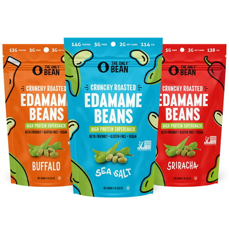 The Only Bean Crunchy Roasted Edamame Beans  4 Oz (3 Pack)
