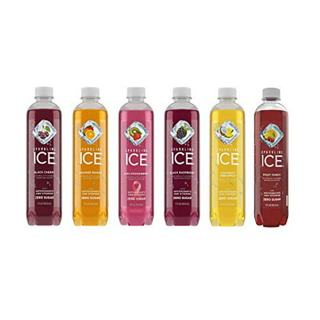 Sparkling Ice Sparkling Water  6 Flavor Variety  with Antioxidants and Vitamins  Zero Sugar  17 Fl Oz Bottles with Oasis Snacks Sticker (Pack of 6)